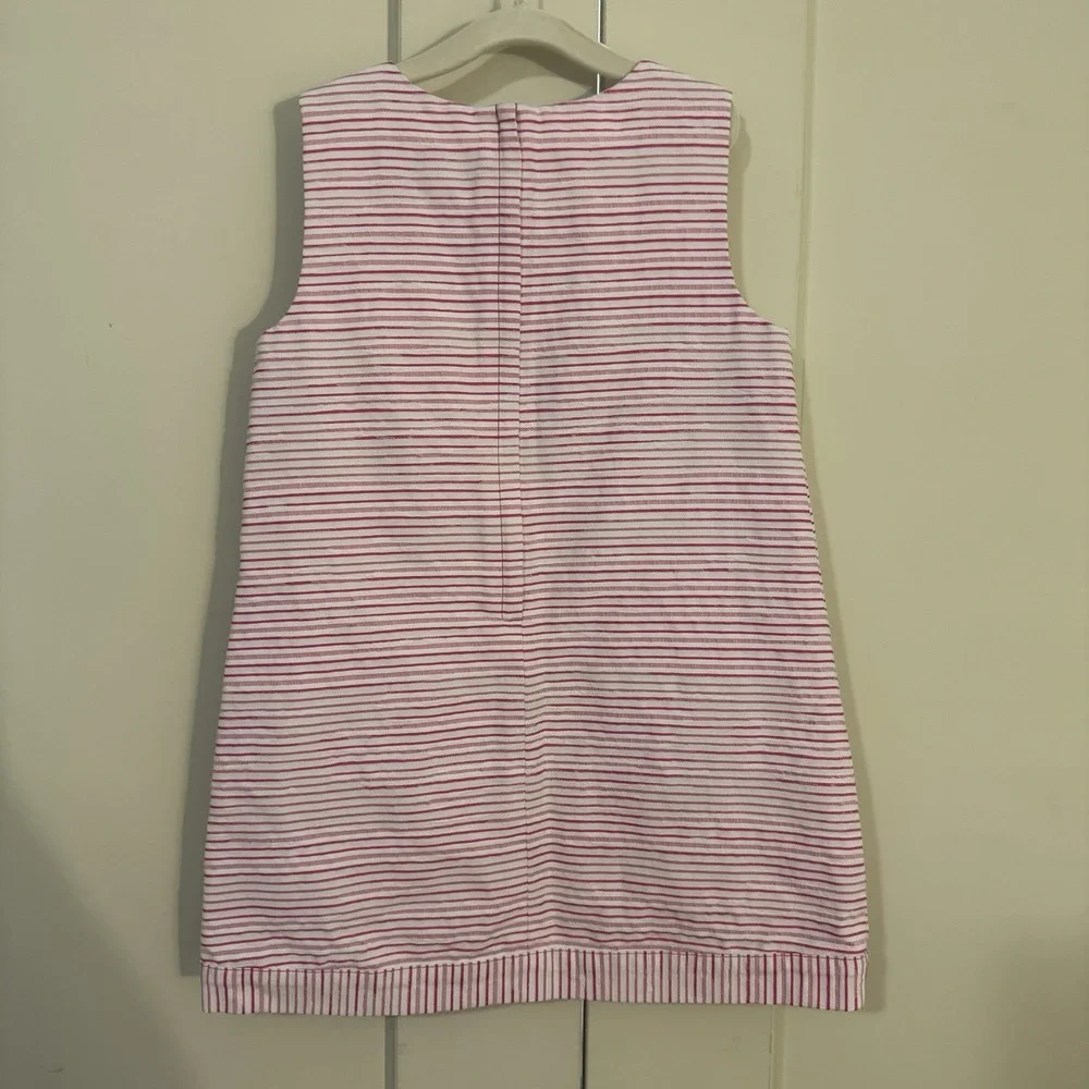 Vineyard Vines Girls Whale Logo Striped Shift Dress Sz 5 White And Pink Bows